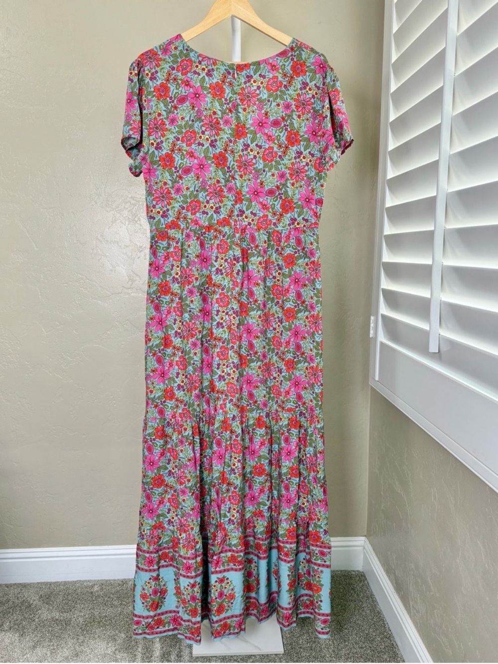 NATURAL LIFE Evangeline Floral Maxi Dress Large NWT Pink Aqua Blue - Picture 8 of 10